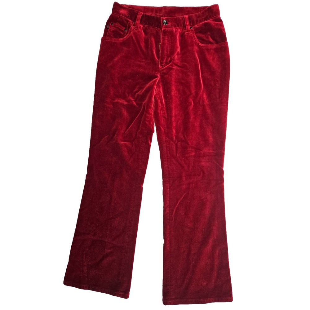 Lauren Ralph Lauren Pants Womens 2P Red Velvet Straight Leg Stretch Elegant